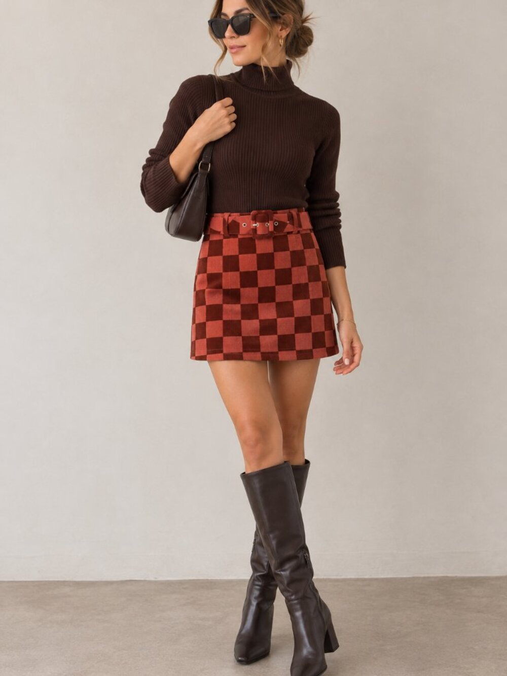 Wild Fable checkered mini skirt | high waisted belted | size 4